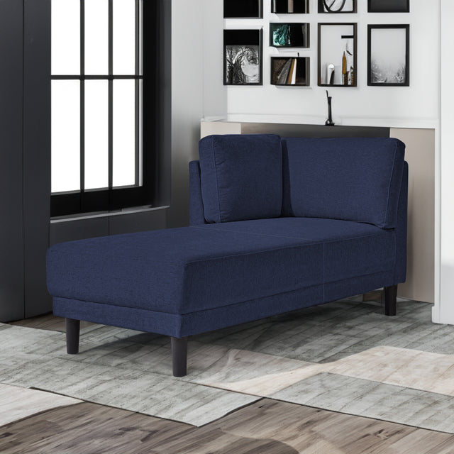 65" Mid-Century Modern Linen Fabric Corner Lounge Chair, Upholstered Indoor Chaise Lounge Solid Wood Sofa Bed for Bedroom - V.I.P Digital Presence