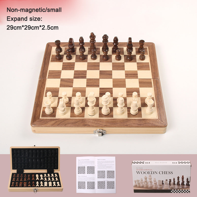 Ajedrez magnético plegable de madera maciza, juego de ajedrez de doble reina, juego de mesa para adultos, rompecabezas para niños, juguete