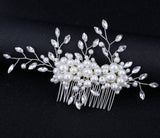 Handmade pearl flower inlaid with diamonds full of diamond comb comb - V.I.P Digital Presence