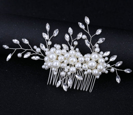Handmade pearl flower inlaid with diamonds full of diamond comb comb - V.I.P Digital Presence