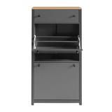 ONTREND functional with 2 flipped drawers, top shoe cabinet with adjustable panel, independent shoe rack, gray - V.I.P Digital Presence