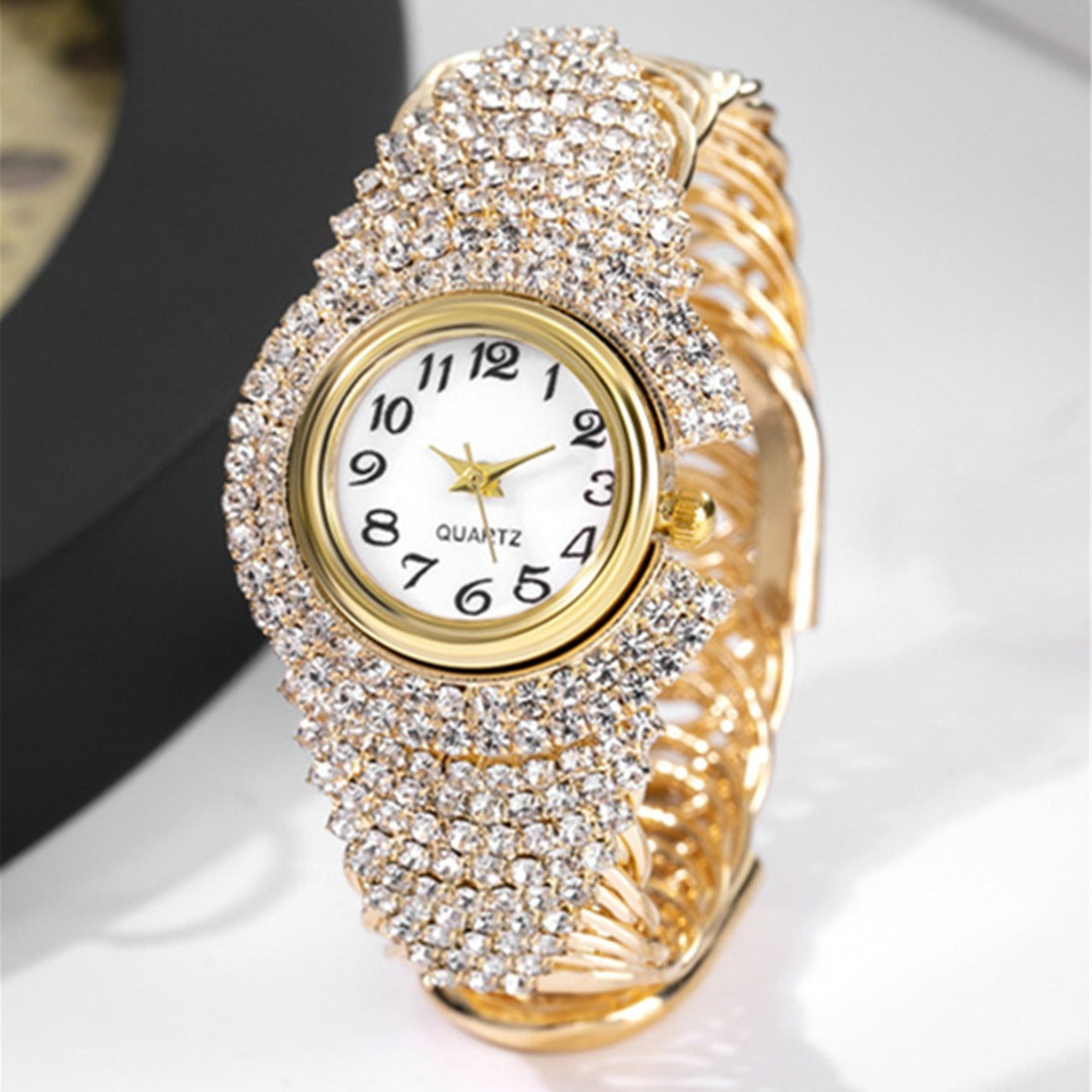 Fashion New Cross border Personality Trend Versatile Women's Diamond Bracelet Quartz Watch Necklace Ring Earring Set - V.I.P Digital Presence