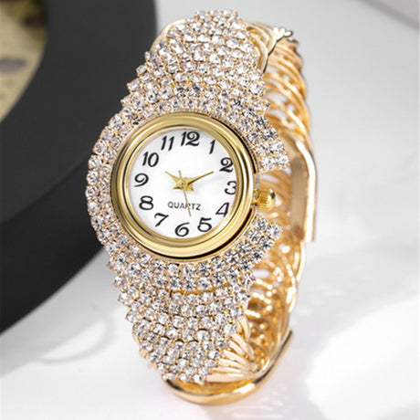 Fashion New Cross border Personality Trend Versatile Women's Diamond Bracelet Quartz Watch Necklace Ring Earring Set - V.I.P Digital Presence