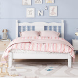 Twin Bed with Column-Decoration Headboard, with Bed Slats,White - V.I.P Digital Presence