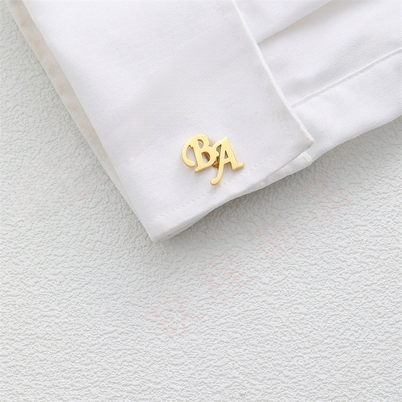 DIY custom French men's cufflinks with English letters cufflinks - V.I.P Digital Presence
