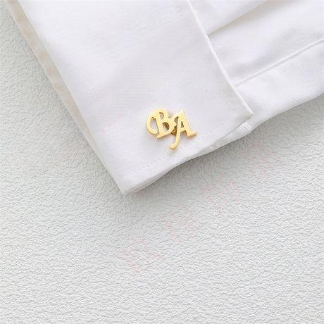 DIY custom French men's cufflinks with English letters cufflinks - V.I.P Digital Presence