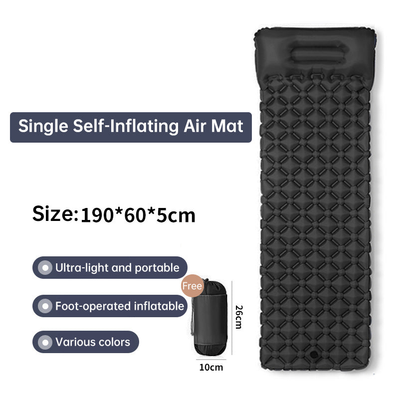 Colchoneta inflable doble para dormir para exteriores, con almohada y bomba incorporadas, para acampar, hacer mochilerismo y hacer senderismo.