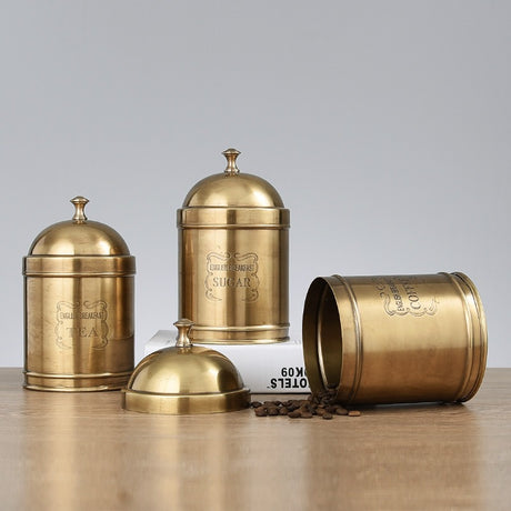 Brass vintage storage box, coffee can, chocolate candy can, tea can, decorative tabletop ornament - V.I.P Digital Presence