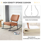 PU material cushioned rocking chair unique rocking chair cushioned seat brown backrest rocking chair black metal legs