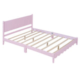 Queen Size Wood Platform Bed Frame, Retro Style Bed with Rectangular Headboard,No Need Box Spring,Pink - V.I.P Digital Presence