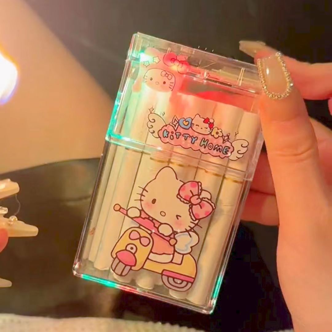 Pacha Dog Cartoon Sanrio Cigarette Box Charging Lighter Integrated Transparent Body Atmosphere Colorful Lights Cute Gift Object - V.I.P Digital Presence