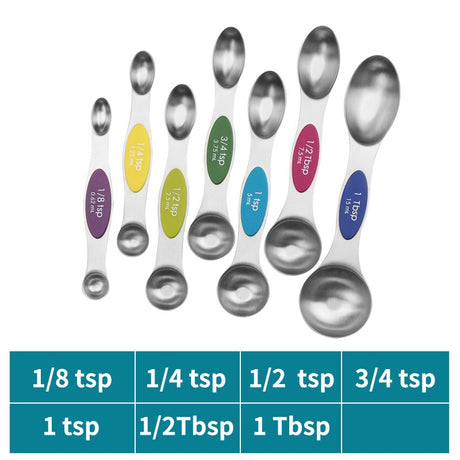 Magnetic suction double head measuring spoon 9-piece set of stainless steel baking household kitchen salt spoon - V.I.P Digital Presence