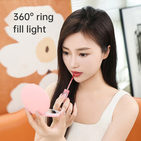 Mini portable LED light-emitting makeup mirror round stackable lighted beauty mirror - V.I.P Digital Presence