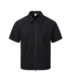 Zipper short sleeved shirt men's loose solid color shirt - V.I.P Digital Presence
