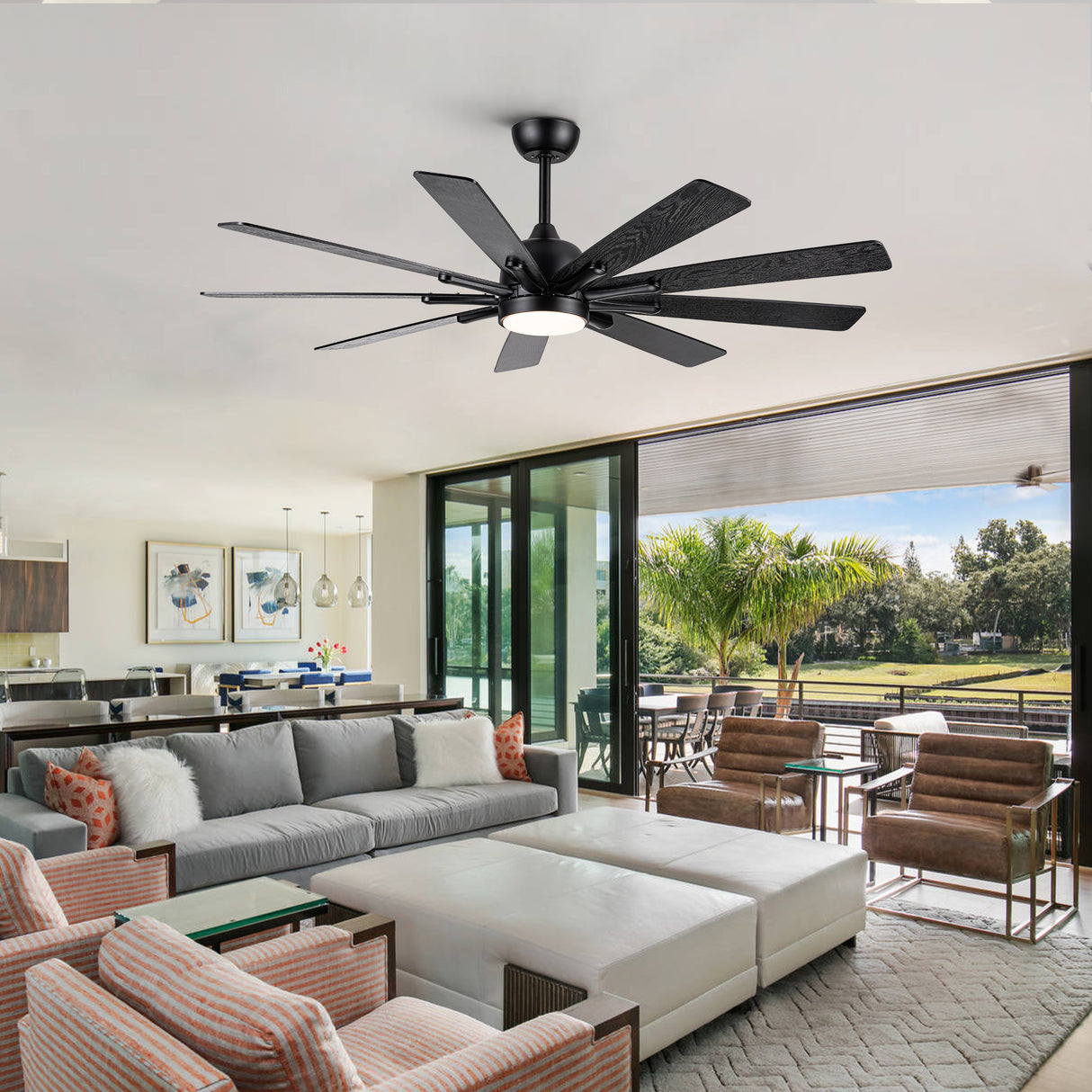 Mordern Farmhouse 62 In Black Ceiling Fan with Smart App and Remote Control - V.I.P Digital Presence