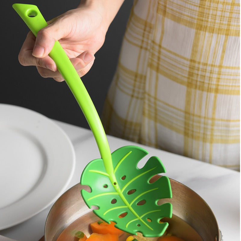 Green leaf spoon turtle back leaf Lo mein spoon spoon high temperature resistant large spoon - V.I.P Digital Presence