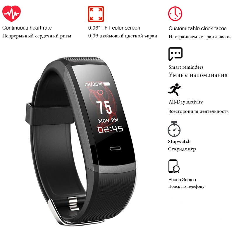Reloj inteligente deportivo GT101, resistente al agua, con pantalla a color, monitor de actividad física, monitor de ritmo cardíaco, recordatorio de llamadas, para hombres y mujeres.