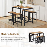 TREXM 5-piece compact bar table with table and stool - modern industrial design brown - V.I.P Digital Presence
