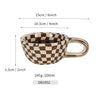 A 300ml ceramic retro couple checkerboard grid small capacity milk white wind mug coffee cups - V.I.P Digital Presence