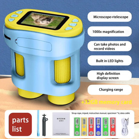 Handheld portable with screen can take photos microscope children's toys can see bacteria 1000 times - V.I.P Digital Presence