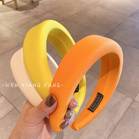 Candy colored thick sponge hair hoop for women's solid color wide edged and minimalist headband - V.I.P Digital Presence