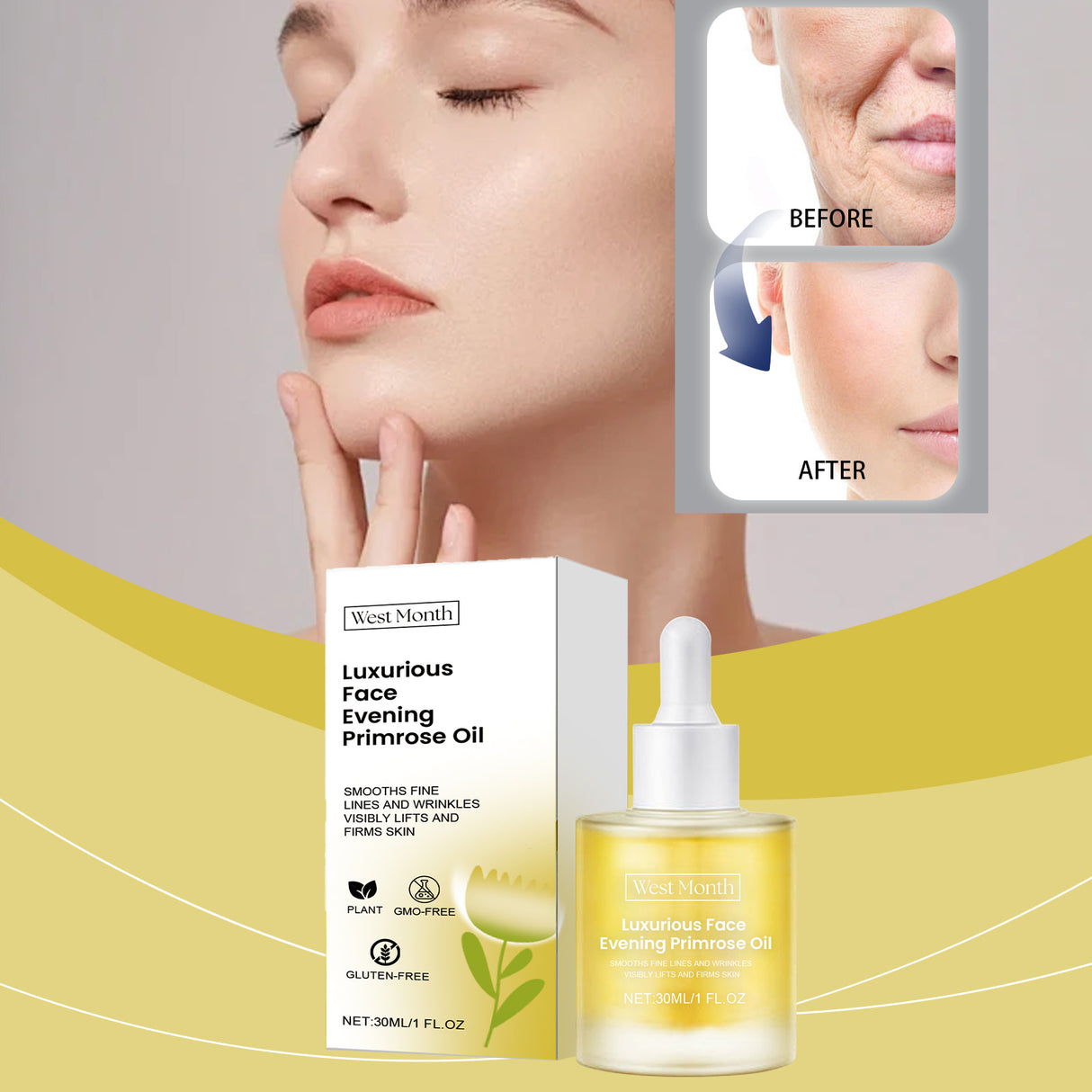 Primrose Essential Oil, Moisturizing, Anti-Wrinkle, Firming, Light Line, Moisturizing And Nourishing Facial Essence - V.I.P Digital Presence