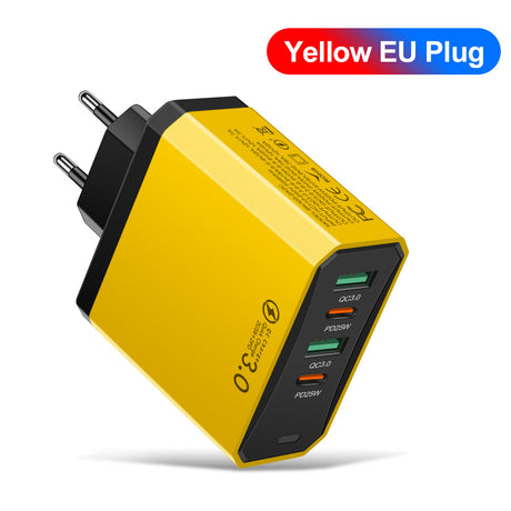 Four in one 2USB+2PD mobile phone charger, tablet plug, European, American and British standard super fast charging - V.I.P Digital Presence
