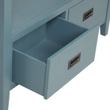 36'' Farmhouse Pine Wood Console Table Entry Sofa Table with 4 Drawers & 1 Storage Shelf ( Blue) - V.I.P Digital Presence