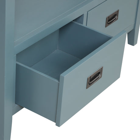 36'' Farmhouse Pine Wood Console Table Entry Sofa Table with 4 Drawers & 1 Storage Shelf ( Blue) - V.I.P Digital Presence