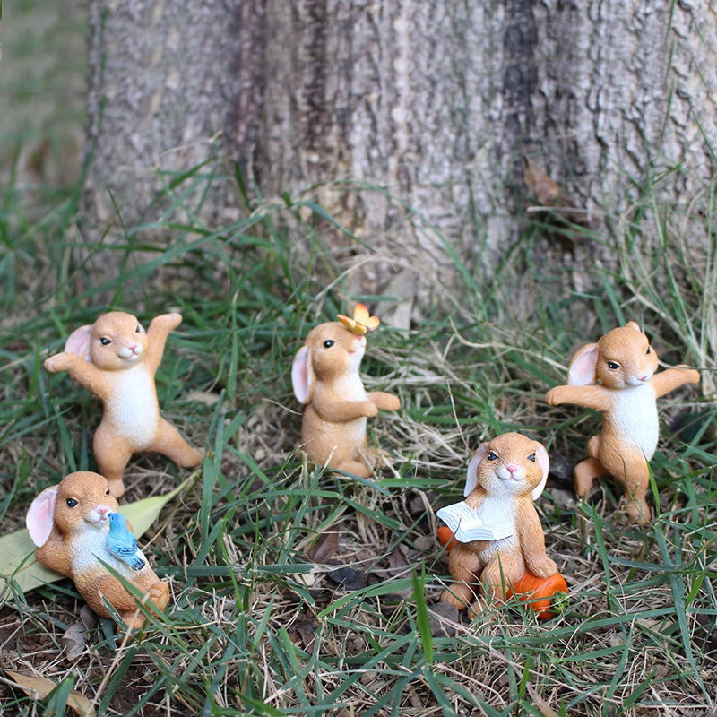 Cute Little Rabbit Plugin Resin Animal Decoration Courtyard Garden - V.I.P Digital Presence