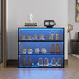 Black Glass Door Shoe Box Shoe Storage Cabinet With RGB Led Light - V.I.P Digital Presence