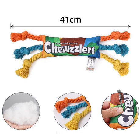 Puppy Dogs Toys Puppy colorful Cotton Chew Rope Knot Toy Durable Braided Dog Toys Dog Cleaning Teeth Braided Bone Rope - V.I.P Digital Presence