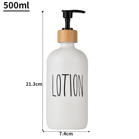 Glass 500ml Boston hand soap pump black and white split bottle wooden cap soap dispenser shampoo bottle - V.I.P Digital Presence