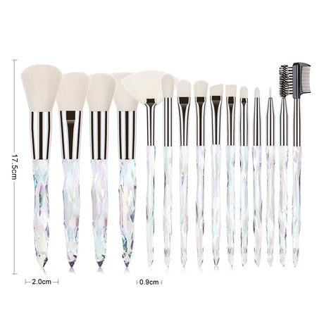 15 pcs Makeup Brushes Diamond Crystal Handle Makeup Tools Foundation Eyeshadow Brush - V.I.P Digital Presence