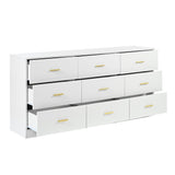 Modern White 9-Drawer Dresser for Bedroom - Ample Storage Wide Chest of Drawers, Sturdy & Safe - V.I.P Digital Presence