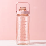 Sports water cup portable large capacity 2000ml plastic cup with straw scale men and women kettle water cup