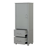 Tall Bathroom Storage Cabinet, Freestanding Storage Cabinet with Two Drawers and Adjustable Shelf, MDF Board , Grey - V.I.P Digital Presence