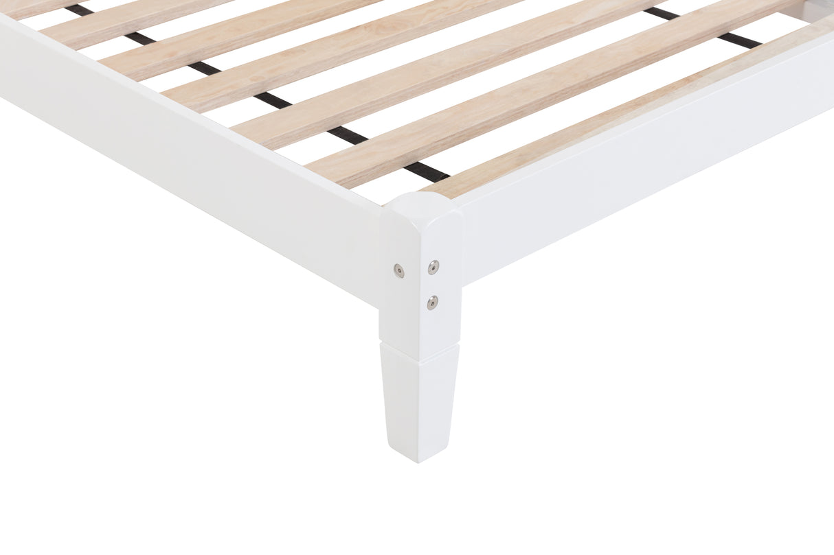 Twin Bed with Button-Decoration Headboard, with Bed Slats,White - V.I.P Digital Presence
