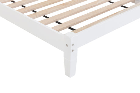 Twin Bed with Button-Decoration Headboard, with Bed Slats,White - V.I.P Digital Presence