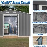 10X8 FT outdoor tool storage shed with metal foundation and lockable door, all-weather metal shed, gray - V.I.P Digital Presence