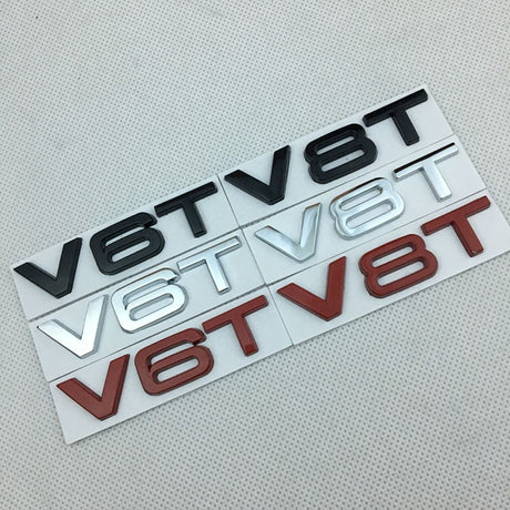 Suitable for Audi V6T V8T metal logo A4LA6LS7Q5Q3 displacement personalized modification leaf plate car sticker - V.I.P Digital Presence
