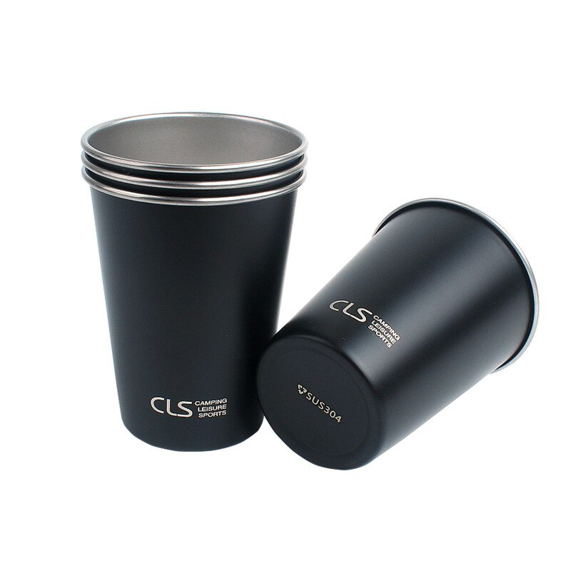 Juego de 4 tazas de acero inoxidable 304 para exteriores, ideal para acampar, picnic, barbacoa, cerveza, escalada, agua, té, leche y café.