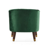 Upholstered Barrel Accent Chair With Wooden Legs - V.I.P Digital Presence