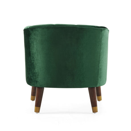 Upholstered Barrel Accent Chair With Wooden Legs - V.I.P Digital Presence