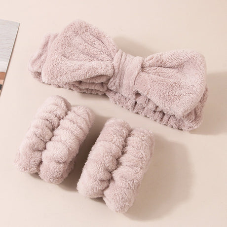 Wash face headband waterproof wrist strap set butterfly bow simple headband wrist 3-piece set - V.I.P Digital Presence