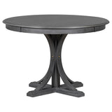 TREXM Five Piece Retro Round Dining Table Set with Curved Brackets and 4 Restaurant Cushioned Chairs (Dark Gray)