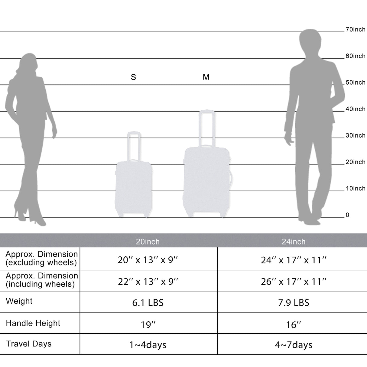 Expanable Spinner Wheel 2 Piece Luggage Set ABS Lightweight Suitcase with TSA Lock 20inch+24inch Dark Gray + Plastic