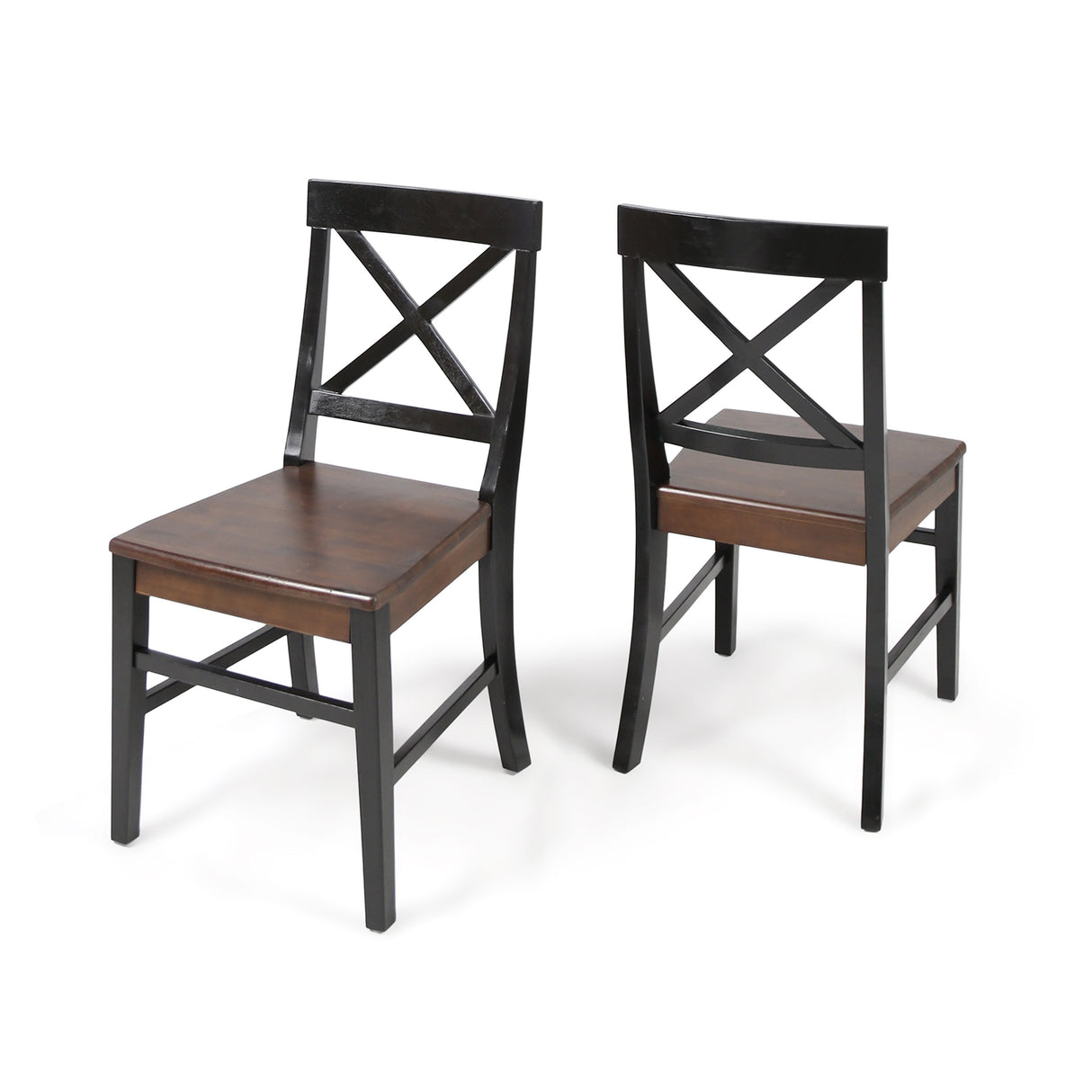 Roshan Farmhouse Acacia Wood Dining Chairs, Black / Walnut (Set of 2) - V.I.P Digital Presence