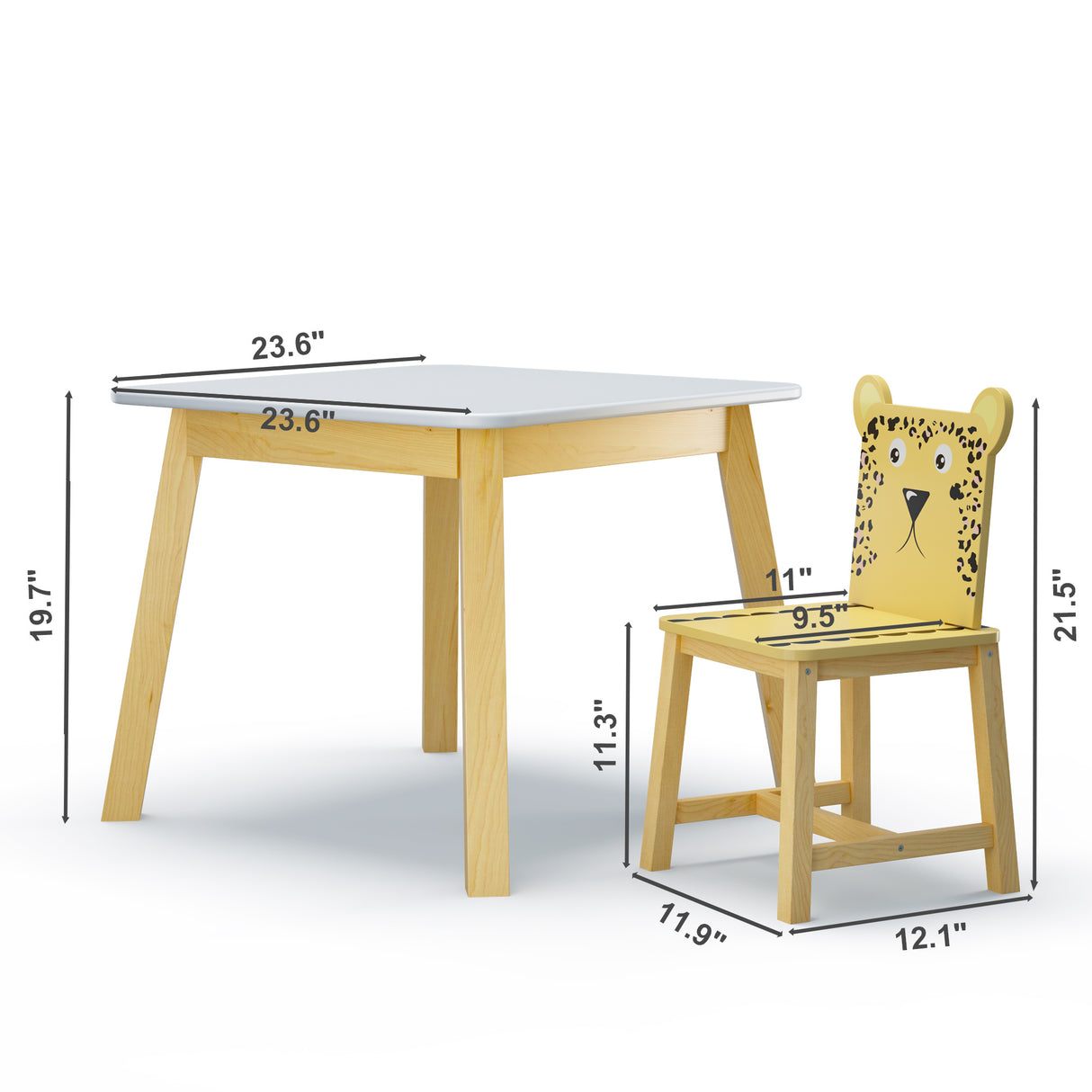 5 Piece Kiddy Table and Chair Set  Kids Wood Table with 4 Chairs Set Cartoon Animals (bigger table) (3-8 years old) - V.I.P Digital Presence