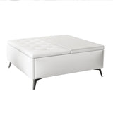 35 inch Wide Square storage benches Coffee Table with Lift Top Oversized Storage Ottoman in Upholstered for Living Room - V.I.P Digital Presence